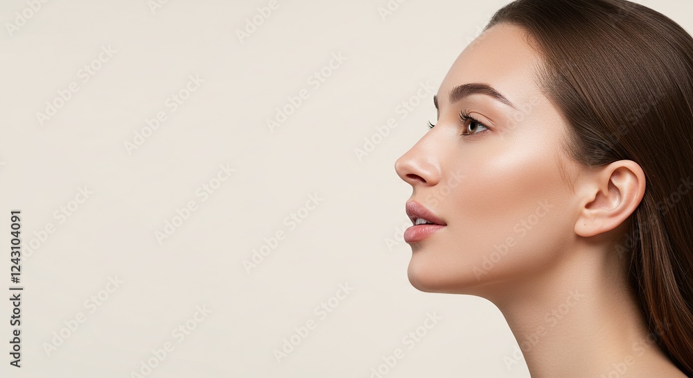 Profile Portrait of a Woman with Soft Lighting and Neutral Background - Ideal for Beauty and Fashion Campaigns. Profile Portrait of a Woman with Soft Lighting and Neutral Background - Ideal for Beauty and Fashion Campaigns.