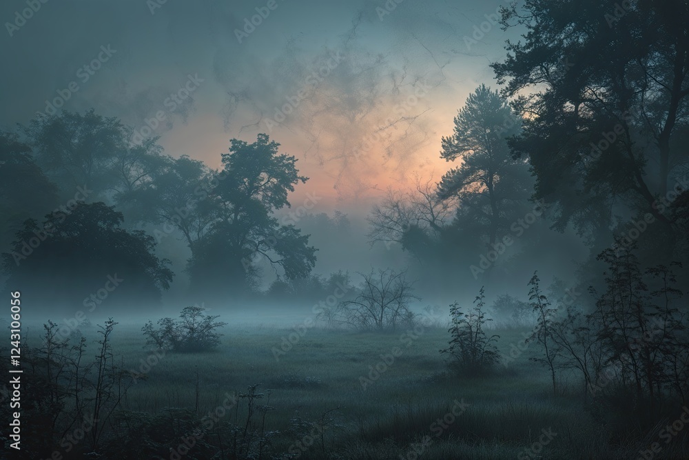 Fototapeta premium Mysterious Twilight Mood with Soft Textures and Serene Natural Landscape