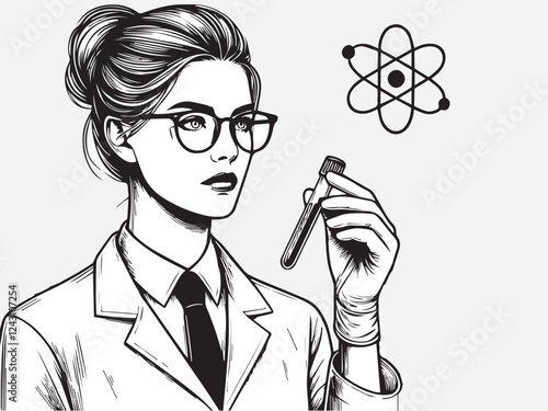 A modern and minimalist vector illustration for the International Day of Women in Science