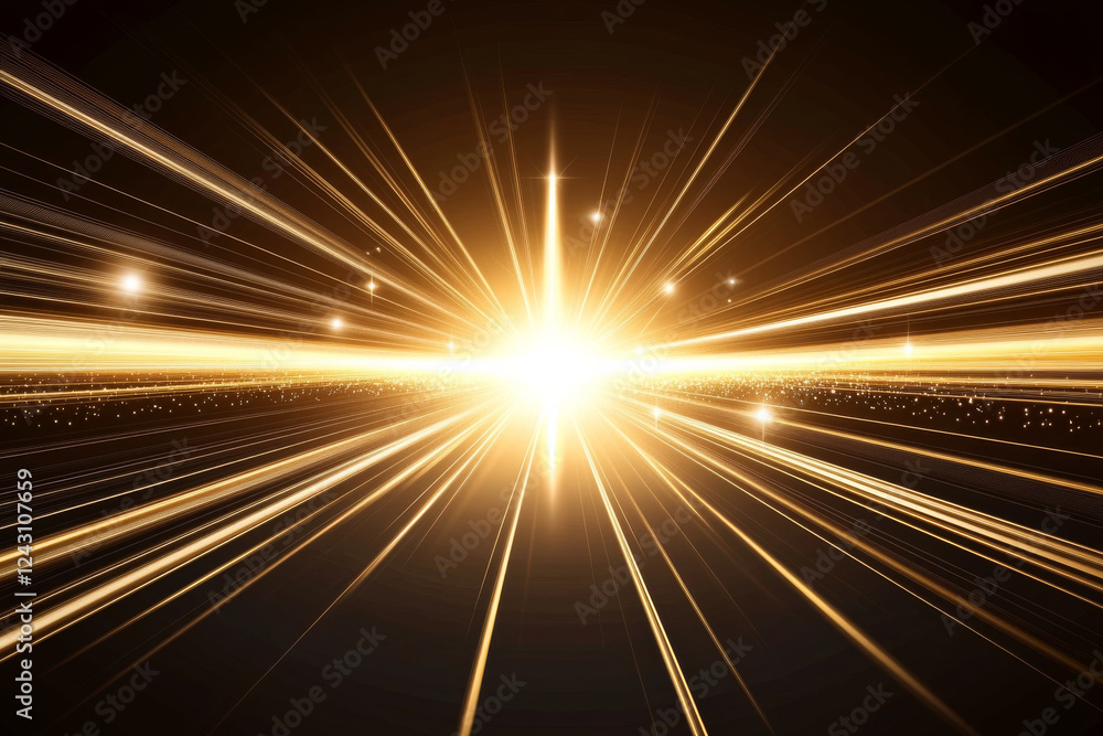 Obraz premium Bright golden light burst with dynamic rays