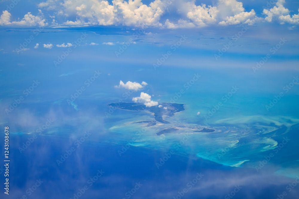 Aerial view of Bahama island at Atlantic ocean Aerial view of Bahama island at Atlantic ocean