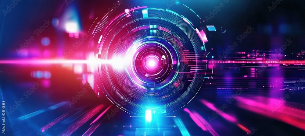 Obraz premium The Intersection of Color and Technology Through Bokeh