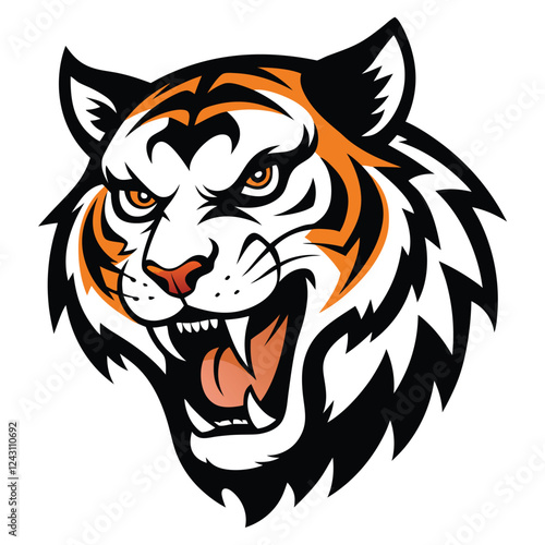 Wallpaper Mural Angry tiger with white background 3 Torontodigital.ca