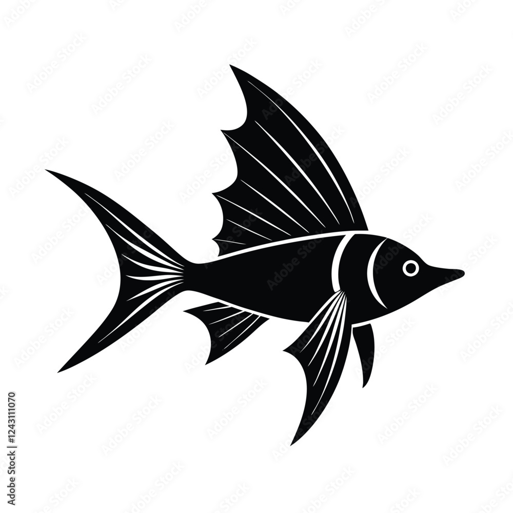 Swordtail Silhouette Vector Art and Black Swordtail Fish Design Swordtail Silhouette Vector Art and Black Swordtail Fish Design
