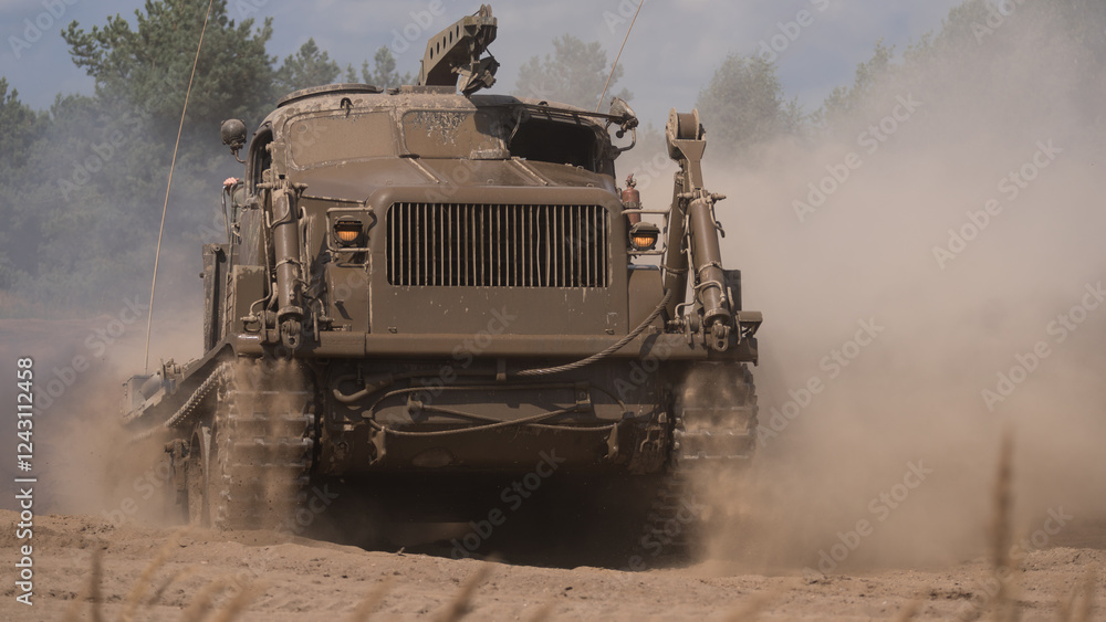Fototapeta premium HIGHT SPEED TRACK DOZER - Heavy military vehicle for engineering and sapper works