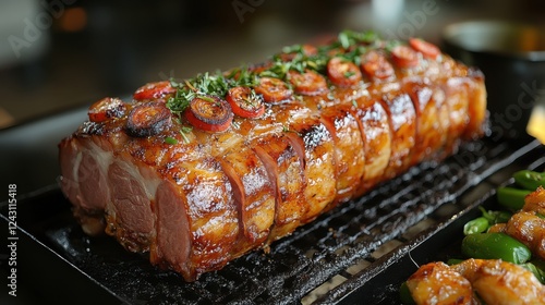 A Filipino lechon with crispy skin