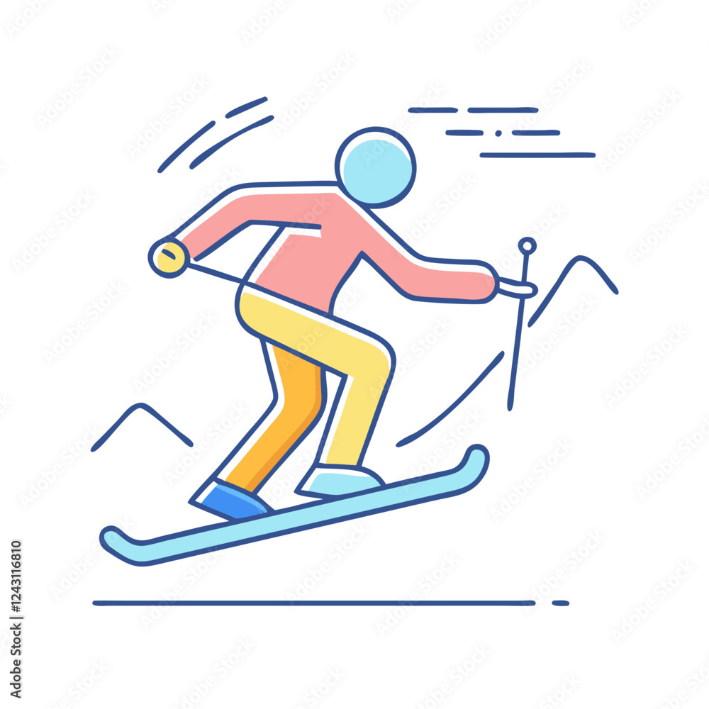 Obraz premium skiing icon, skiing vector illustration-simple illustration of skiing, perfect for skiing logos and icons