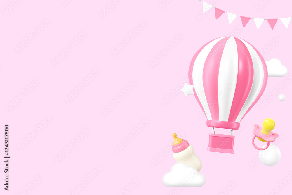 3D pink balloon background, baby's gender reveal remix 3D pink balloon background, baby's gender reveal remix