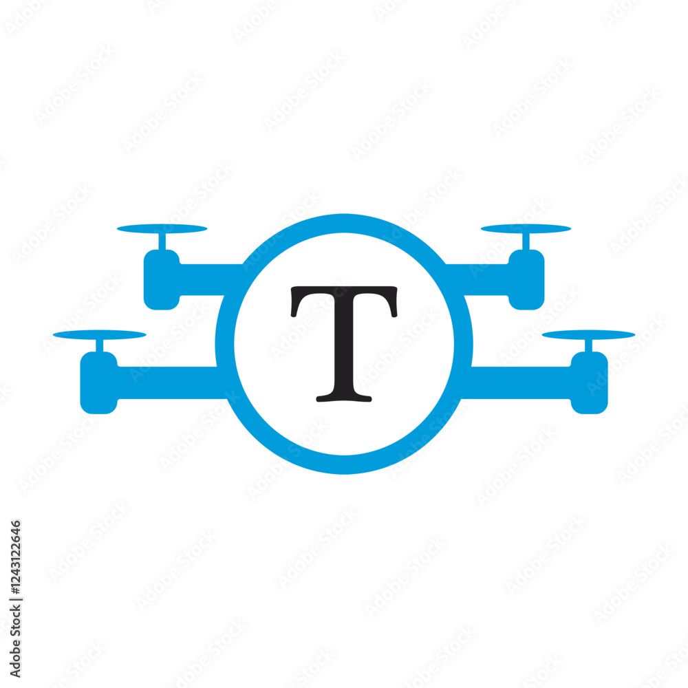 Drone Logo combine with letter T vector template Drone Logo combine with letter T vector template