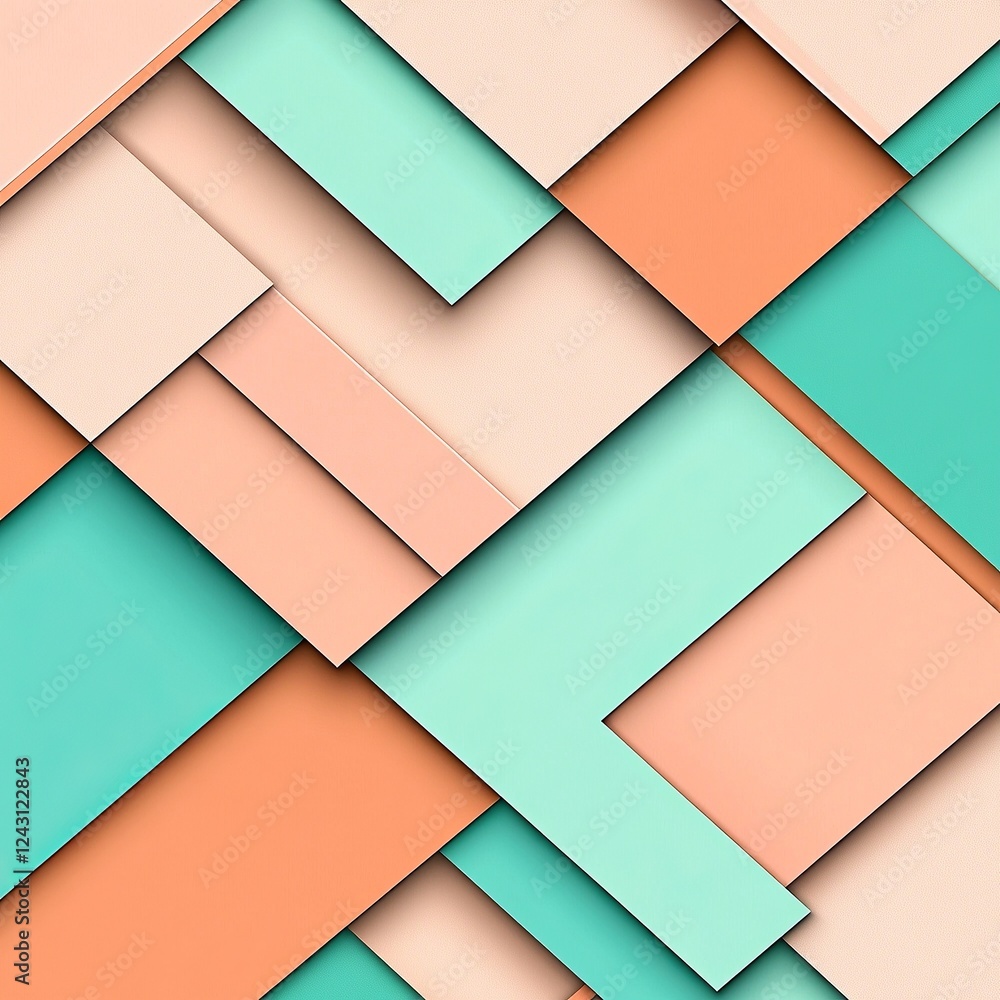 Geometric background with soft coral and gentle teal tones Geometric background with soft coral and gentle teal tones