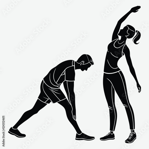 a person stretching after a workout silhouette image vector art and illustration