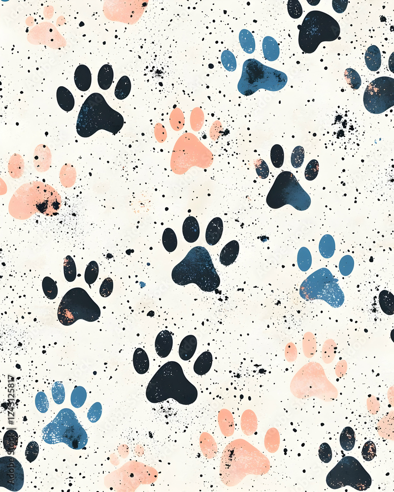 Cute Animal Paw Prints Pattern Design Cute Animal Paw Prints Pattern Design