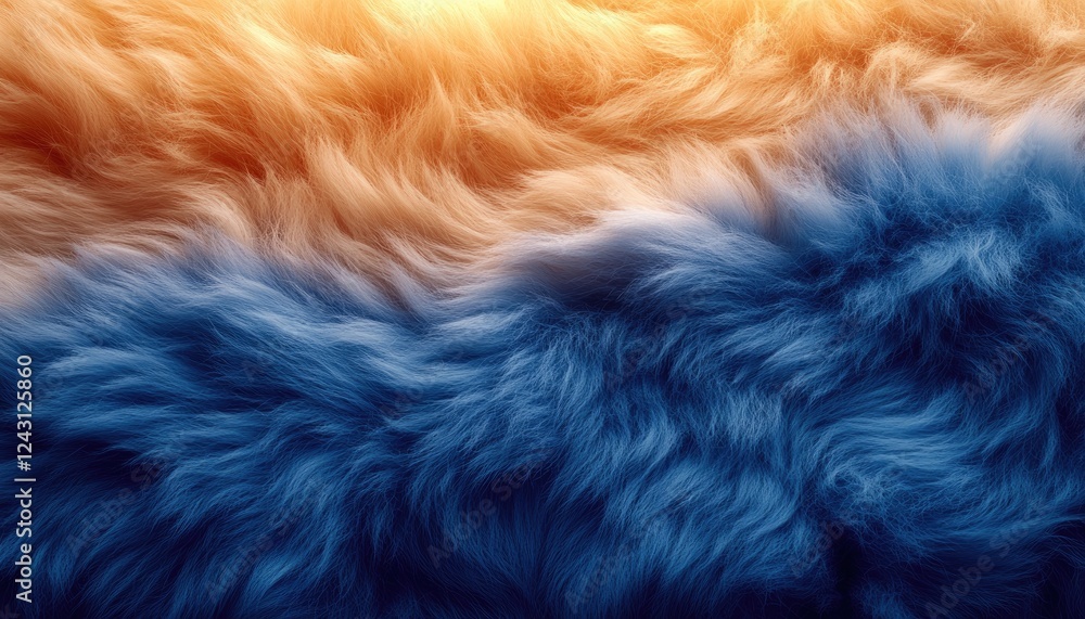 Obraz premium Abstract image of wavy fur in blue and gold tones