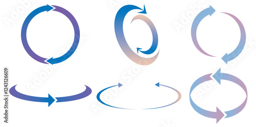 Rotation Arrows Icon, Reload Arrows Set Vector Illustration.	