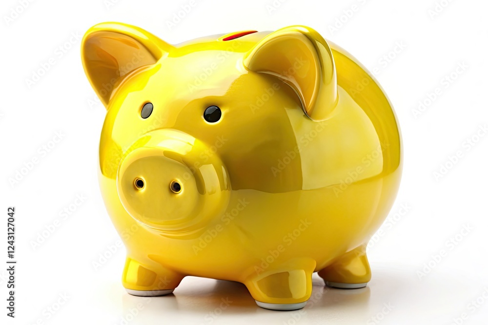 A lone yellow piggy bank, stark against a white backdrop, evokes urban decay's quietude. A lone yellow piggy bank, stark against a white backdrop, evokes urban decay's quietude.
