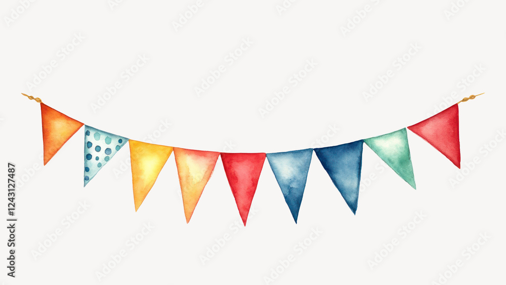 Obraz premium Colorful bunting, watercolor illustration