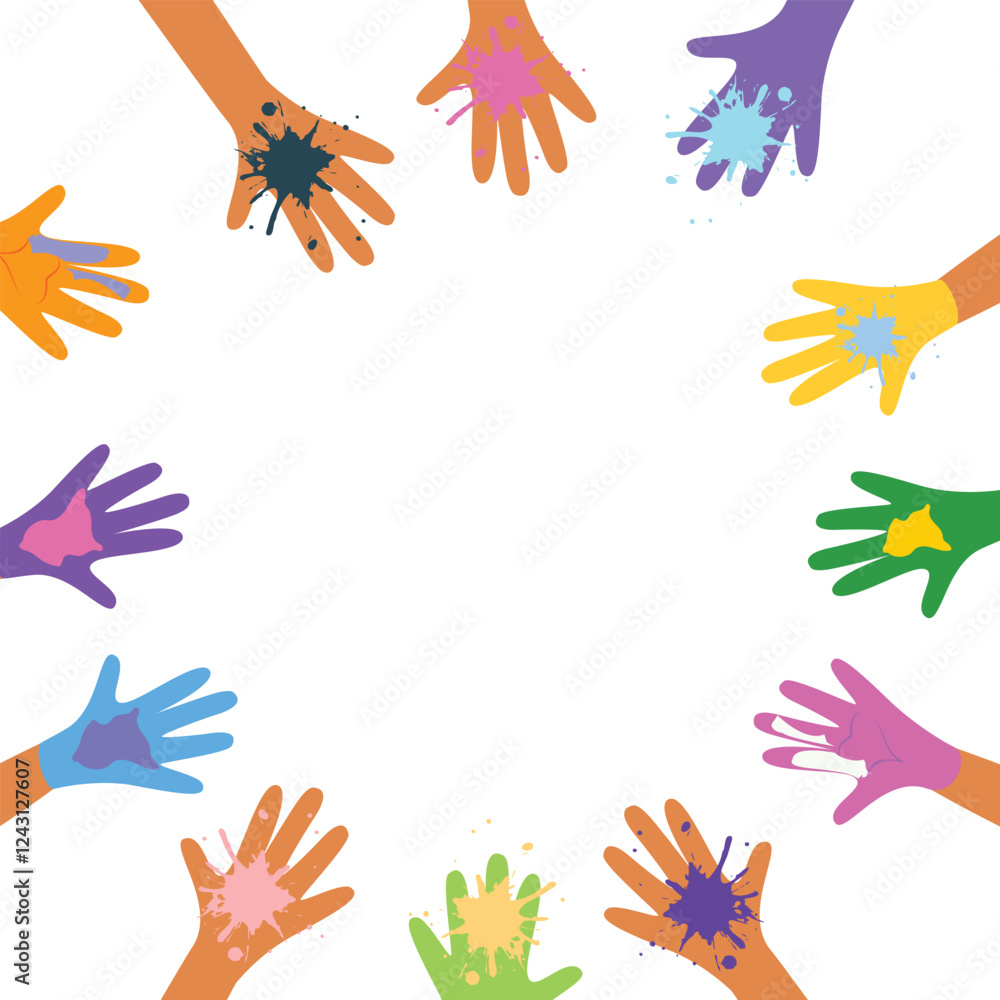 Fototapeta premium Abstract image of hands adorned with gulal, capturing the essence of Holis vibrant hues and the sense of community it fosters