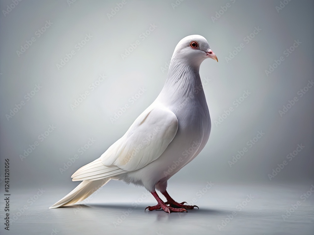 A pristine white dove, elegantly posed against a clean backdrop. A pristine white dove, elegantly posed against a clean backdrop.