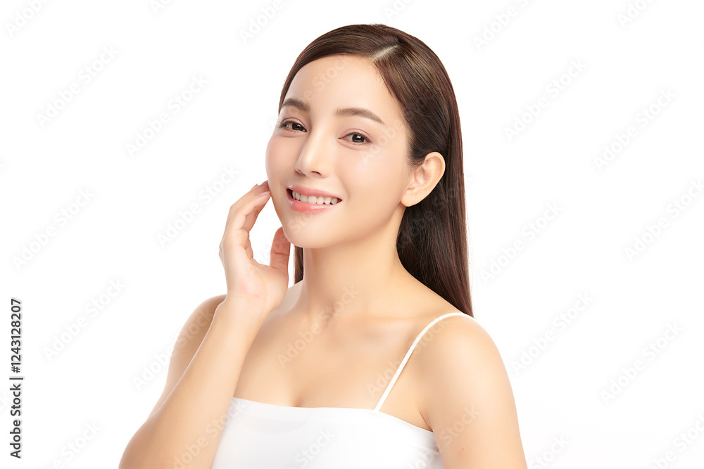Beautiful young asian woman with clean fresh skin on white background, Face care, Facial treatment, Cosmetology, beauty and spa, Asian women portrait. Beautiful young asian woman with clean fresh skin on white background, Face care, Facial treatment, Cosmetology, beauty and spa, Asian women portrait.