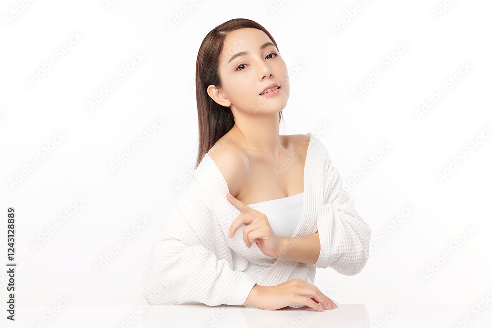 Beautiful young asian woman with clean fresh skin on white background, Face care, Facial treatment, Cosmetology, beauty and spa, Asian women portrait. Beautiful young asian woman with clean fresh skin on white background, Face care, Facial treatment, Cosmetology, beauty and spa, Asian women portrait.
