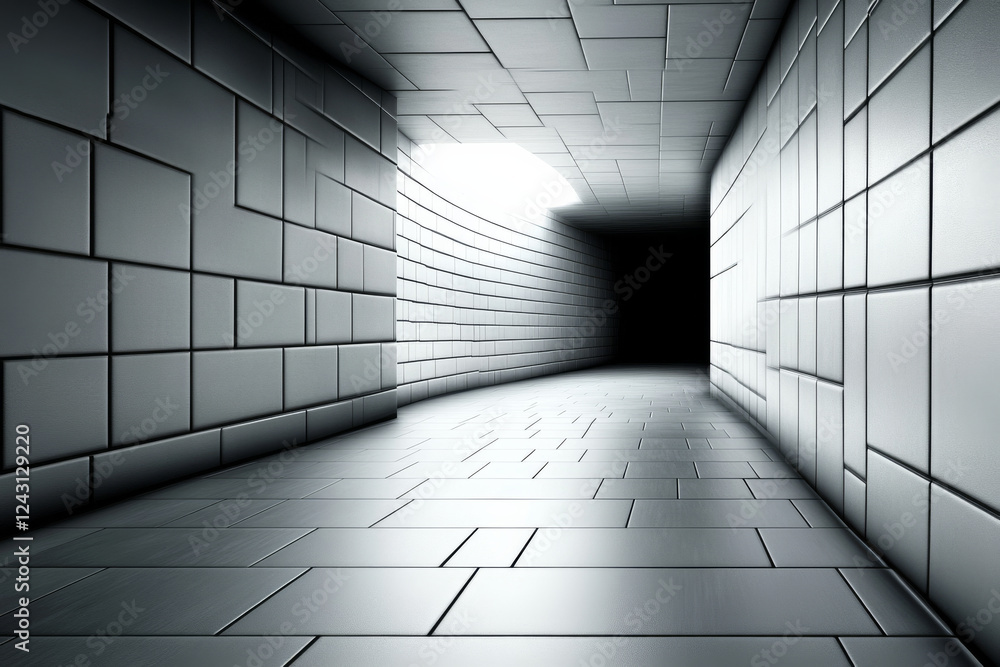 Futuristic corridor with glowing light and shadows Futuristic corridor with glowing light and shadows
