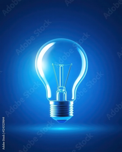 A glowing light bulb in blue, symbolizing innovation and bright ideas in a modern world.