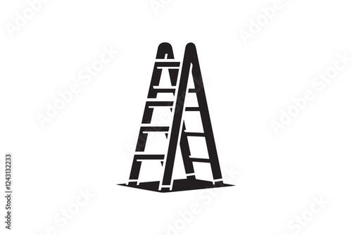 Stepladder vector silhouette isolated in white background