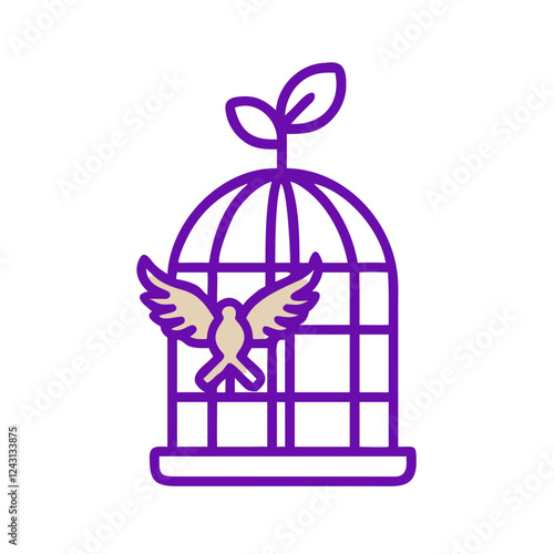 Symbol of liberation in spiritual practices with a bird flying from an open cage