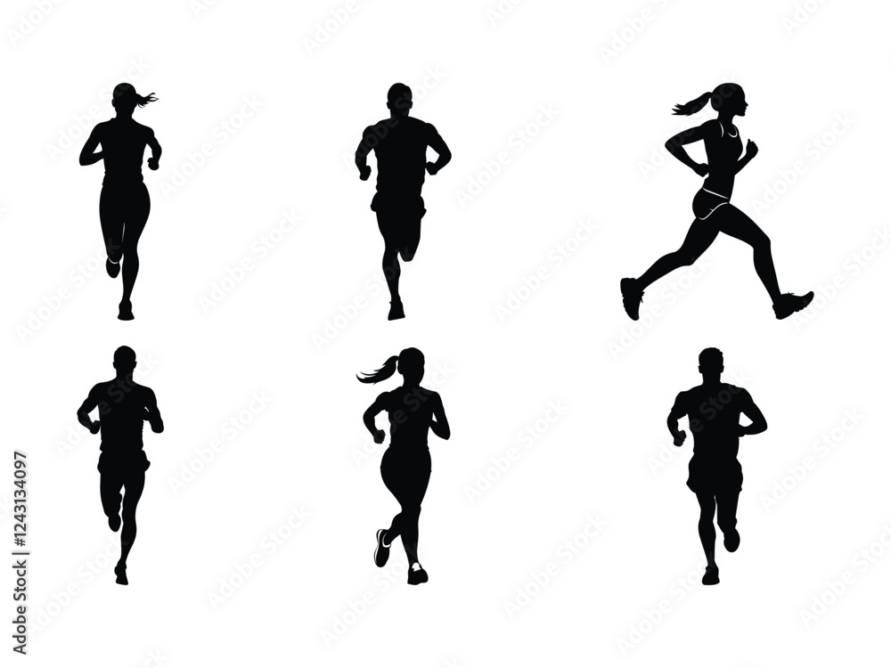 Running Silhouette Vector Set for Fitness and Sports Running Silhouette Vector Set for Fitness and Sports