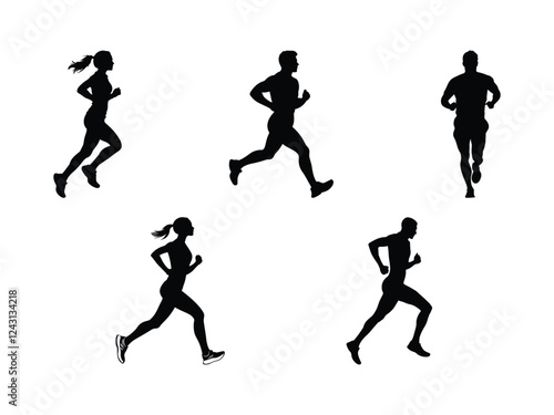 Running Silhouette Vector Set for Fitness and Sports