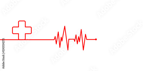 Emergency ekg monitoring. Red heart pulse. Heart beat line. Electrocardiogram. vector illustration Eps