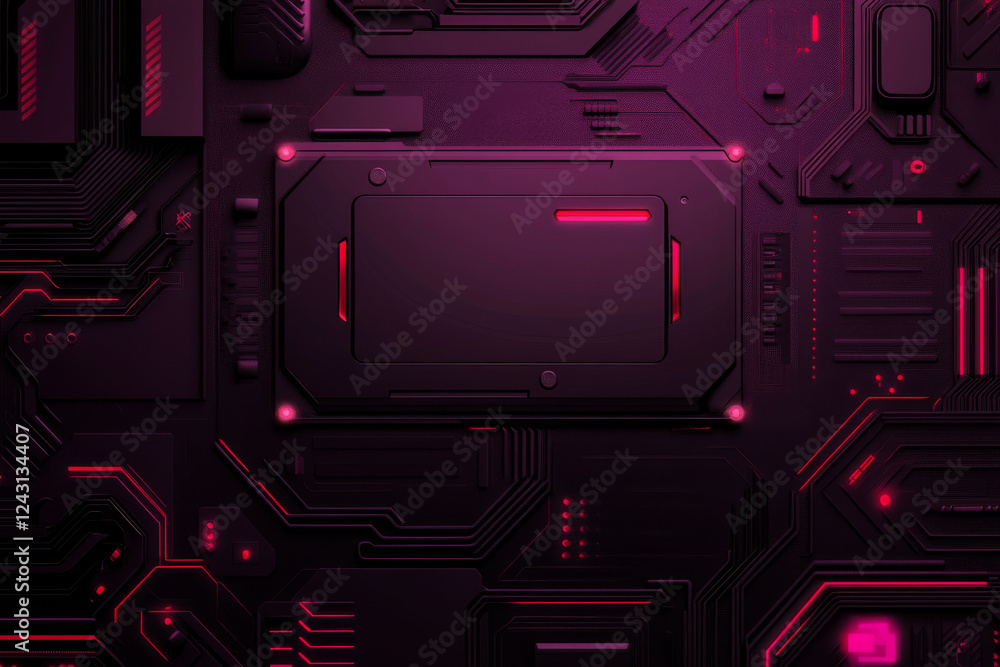 Futuristic digital circuit board with neon lights Futuristic digital circuit board with neon lights