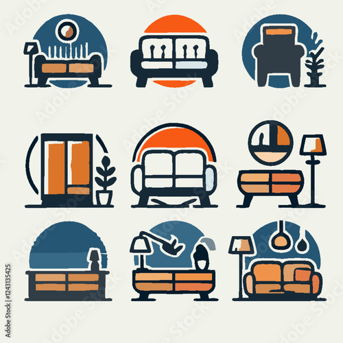 62.eps"This furniture logo is a stylish and elegant design that represents home decor, interior design, and quality craftsmanship. It features minimalist furniture icons, abstract wood patterns, or mo