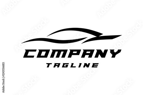 Abstract Sports Car Dealership Logo Design with Sleek Vehicle Silhouette