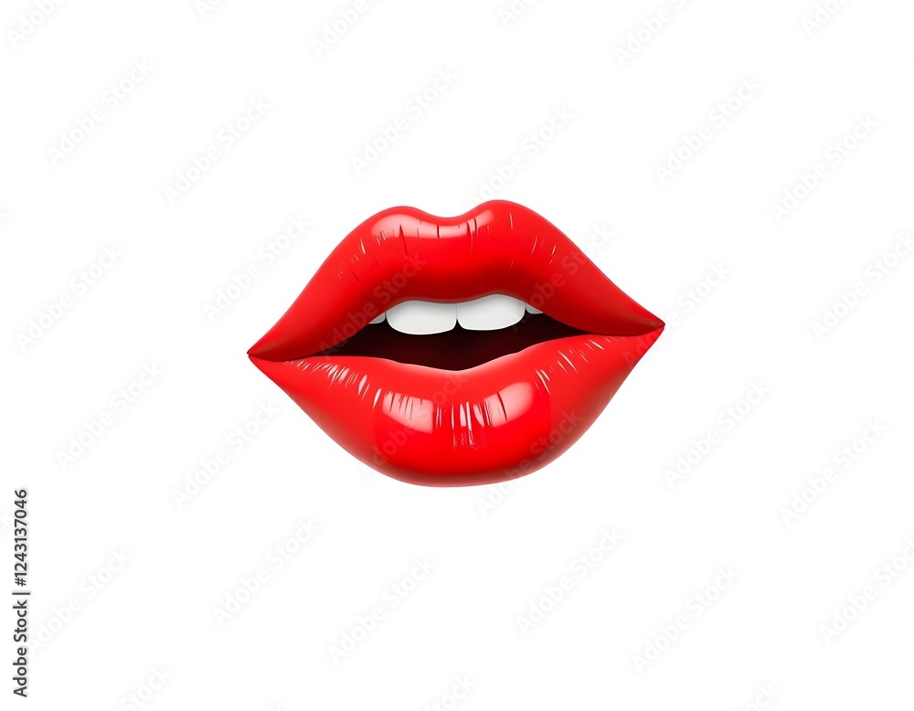 3D glossy lips with a kiss imprint, featuring a vibrant and realistic texture, isolated on white 3D glossy lips with a kiss imprint, featuring a vibrant and realistic texture, isolated on white