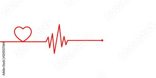 Emergency ekg monitoring. Red heart pulse. Heart beat line. Electrocardiogram. vector illustration Eps