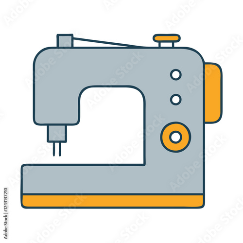 Sewing Machine icon in minimalist style with gray and orange colors