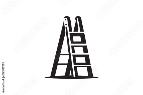 Stepladder vector silhouette isolated in white background
