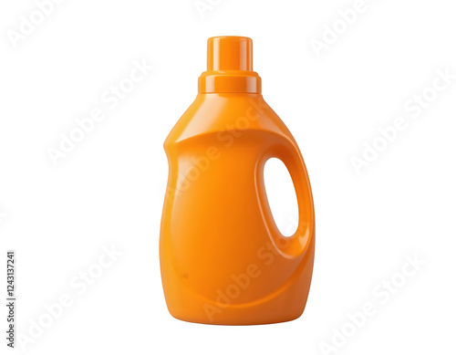 Vibrant orange detergent bottle with flip-top cap, designed for fresh laundry, isolated on transparent background