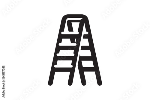 Stepladder vector silhouette isolated in white background