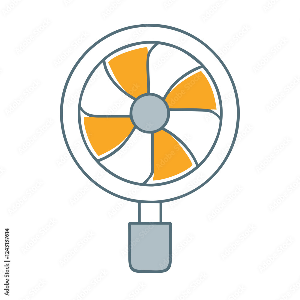 Wall Fan icon with orange blades on a white background Wall Fan icon with orange blades on a white background