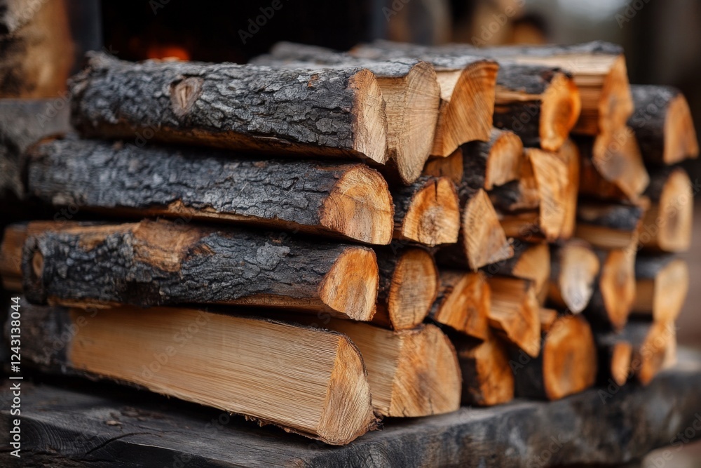 Stack of firewood logs in natural sunlight Stack of firewood logs in natural sunlight