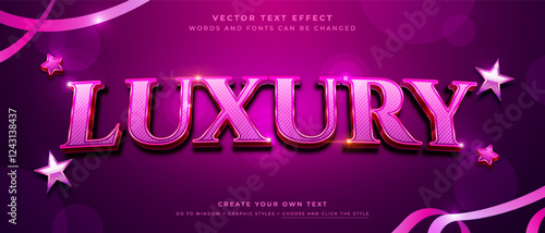 Luxury elegant text effect, pink shiny vector graphic style
