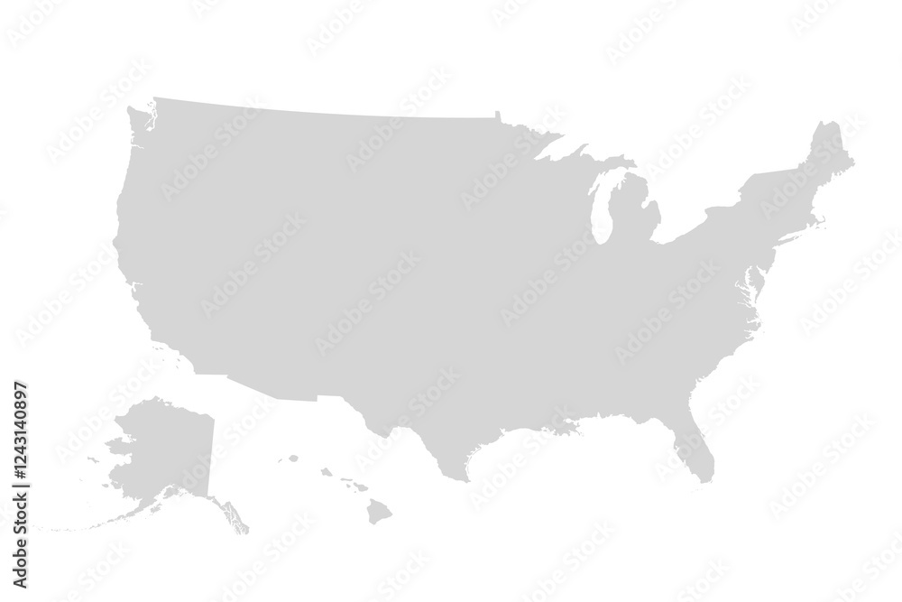 USA map silhouette. United States of America map. US map design for infographic. Vector
