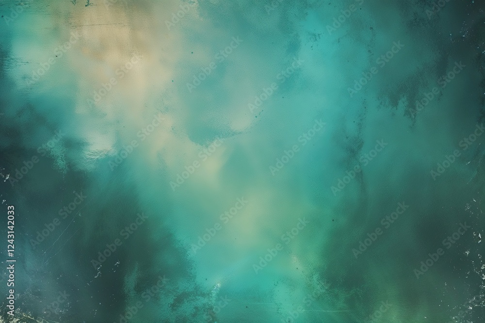 Obraz premium Aquamarine Emerald Gradient Background with Soft Glow Vintage Texture for Creative Design Projects