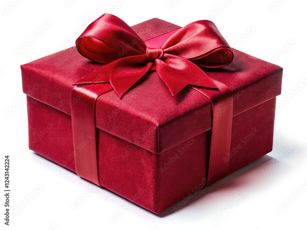 Fototapeta premium Elegant red velvet gift box, luxuriously packaged, isolated, premium design, showcasing refined presentation.