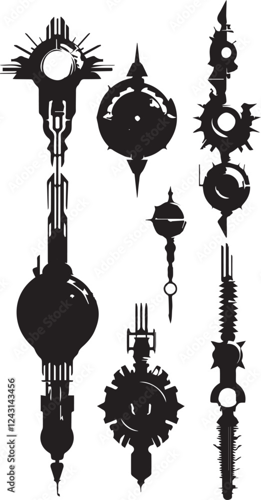 A set of decorative elements for design. Cyberpunk, gothic, retro, vintage, ornaments, patterns. Hand drawn vector illustration A set of decorative elements for design. Cyberpunk, gothic, retro, vintage, ornaments, patterns. Hand drawn vector illustration