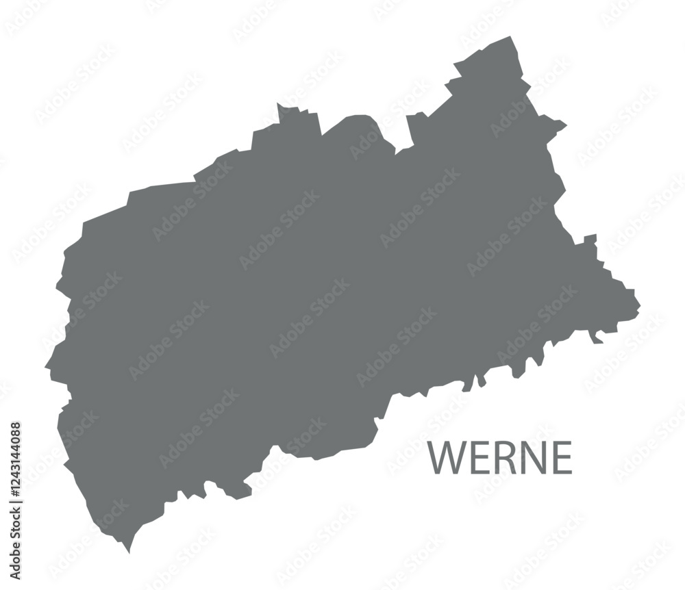 Werne city map with boroughs grey illustration silhouette shape Werne city map with boroughs grey illustration silhouette shape