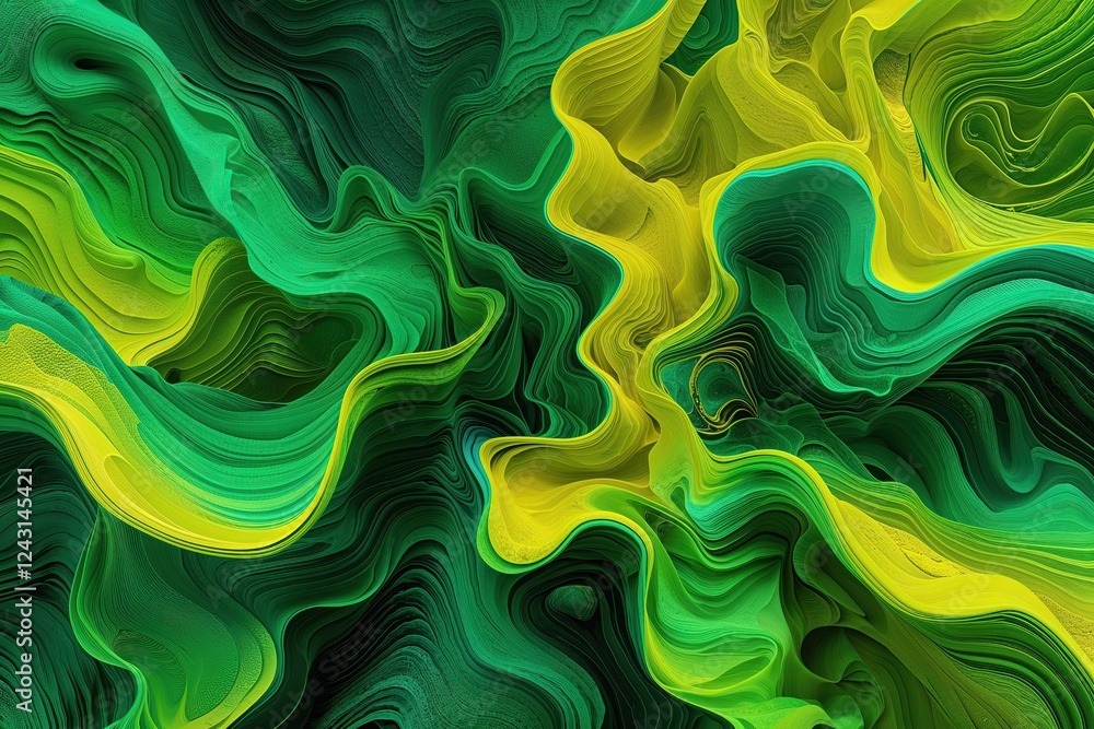 Fototapeta premium Dynamic Abstract Background in Vibrant Green and Yellow with Textured Interplay