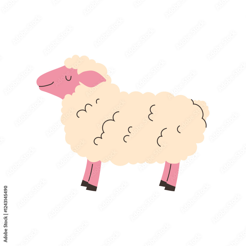 Playful sheep in flat style on white background Playful sheep in flat style on white background